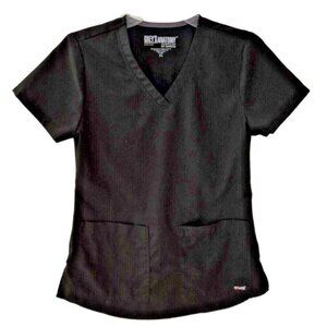 Grey's Anatomy Black 2 Pocket Scrub Top Women's XS Aubrey
